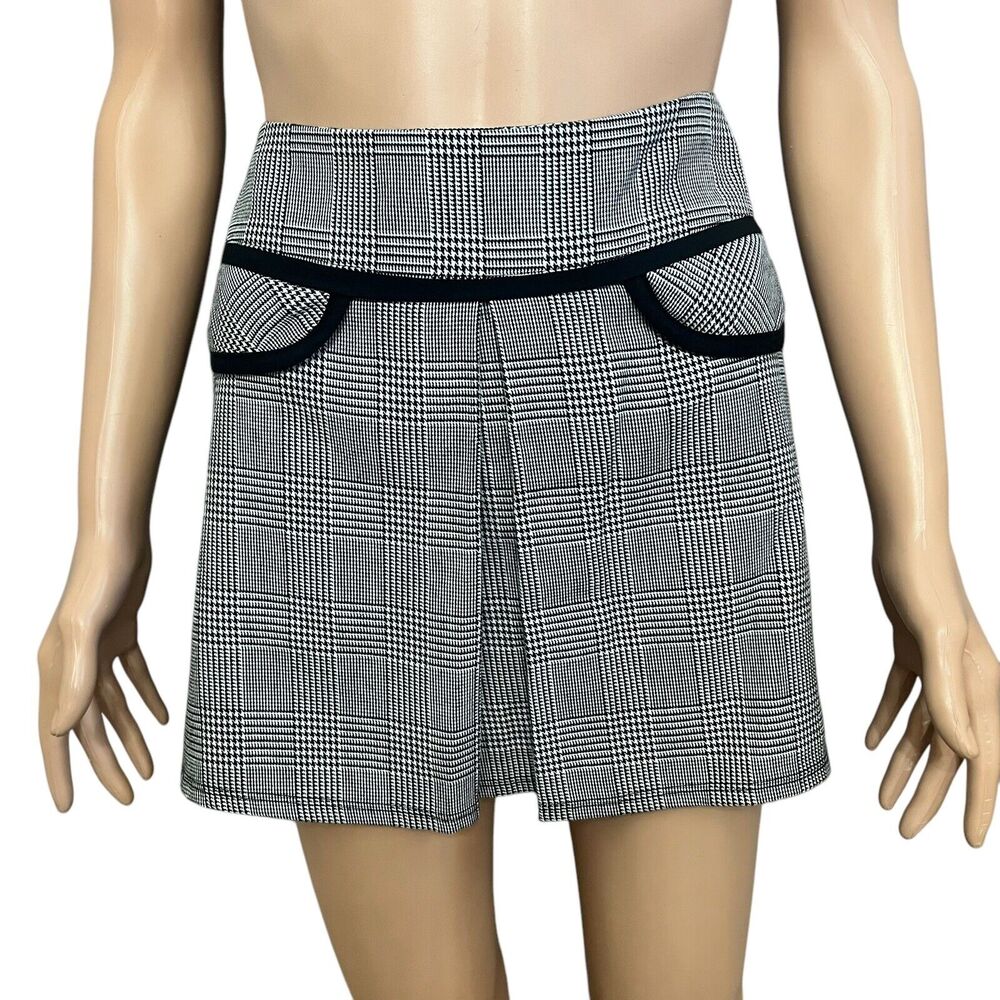 Y2K Mini Skirt Medium Houndstooth Pleated Lolita Coquette Preppy School Girl